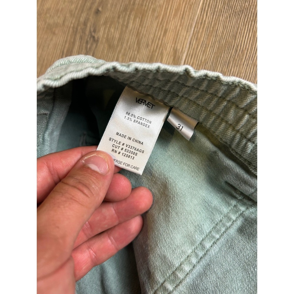 Vervet Los Angeles Sage Green Cargo Pants Straight Leg Stretch V3376AGS Size 31 - Picture 7 of 13